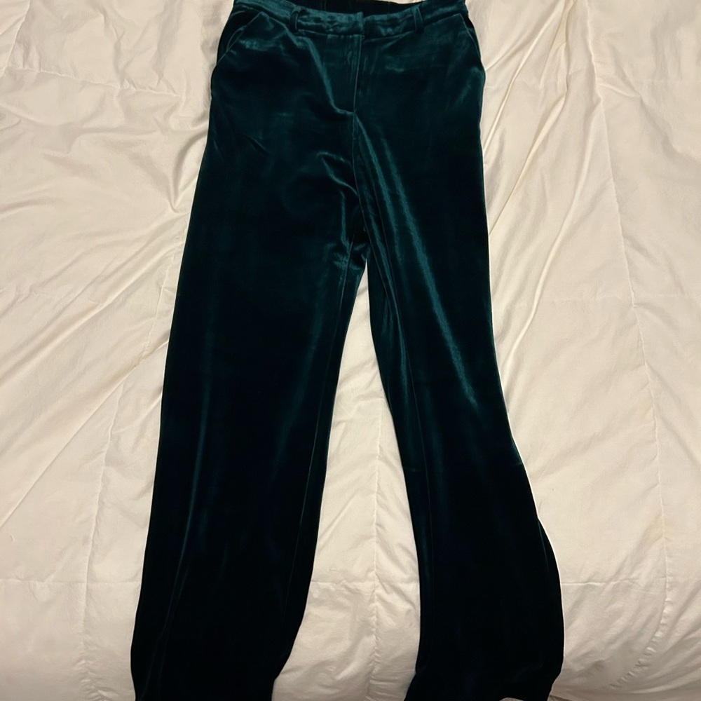 Green velvet pants